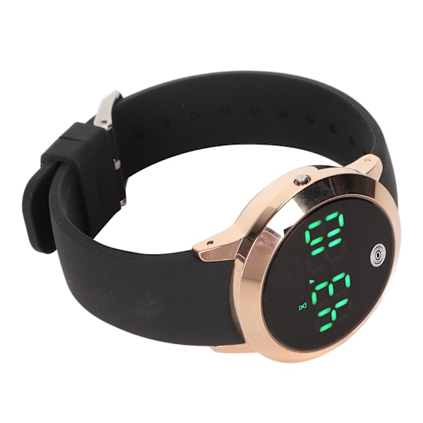Digitaalinen vedenpitävä watch Monitoiminen tyylikäs värillinen kosketusnäyttö Ajastin 12 24 tuntia watch Gold Shell musta vyö pieni