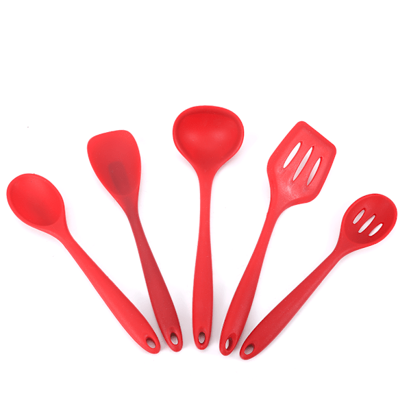 5pcs Silicone Heat Resistant Non-stick Kitchen Spatula Spoon Cooking Baking Utensils