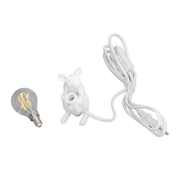 Modern Resin Mouse Lamp E12 Creative Desktop Decoration Animal Lamp for Bedroom Living Room 110‑220VWhite EU Plug