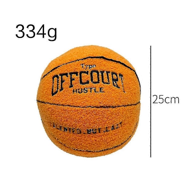 Offcourt Basketbollkudde, Basketbollformad Kudde Teddy Fleece Broderad Basketboll Prydnadskudde