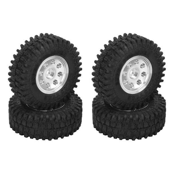 4 stk. Microbildekk i gummi 1/24 Beadlock RC klatredekk for Axial SCX24 AXI00002 sølv