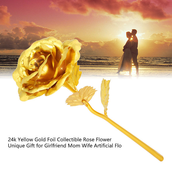 24k gul guld folie samleobjekt rose blomst unik gave til kæreste mor kone kunstig