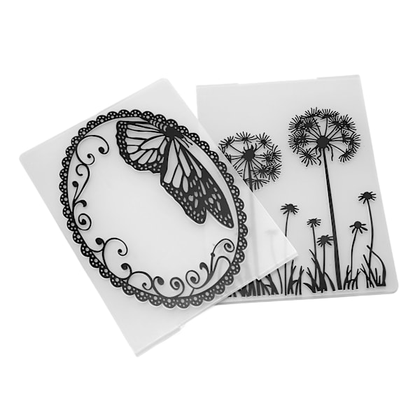 2 st präglingsmappar Maskros Fjäril Präglingsmapp Stencil för Album Scrapbooking Papperskort Hantverk Dekor