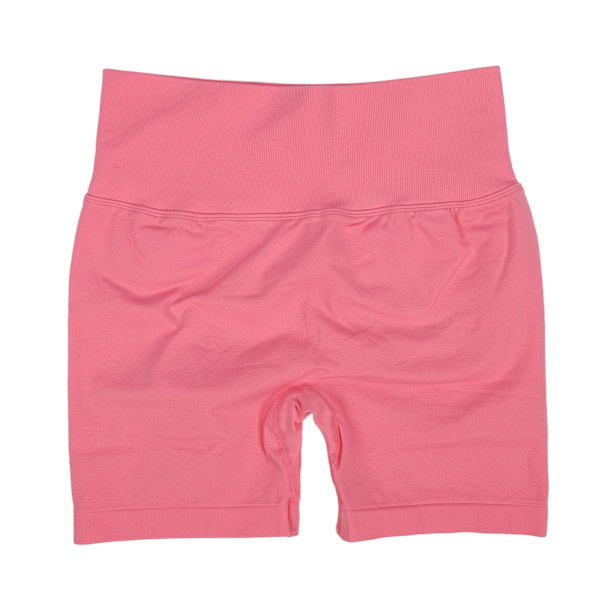Hög midja Höftlyft Yoga Shorts Dam Mjuk Andas Magkontroll Atletisk Löpning Workout Shorts Rosa L