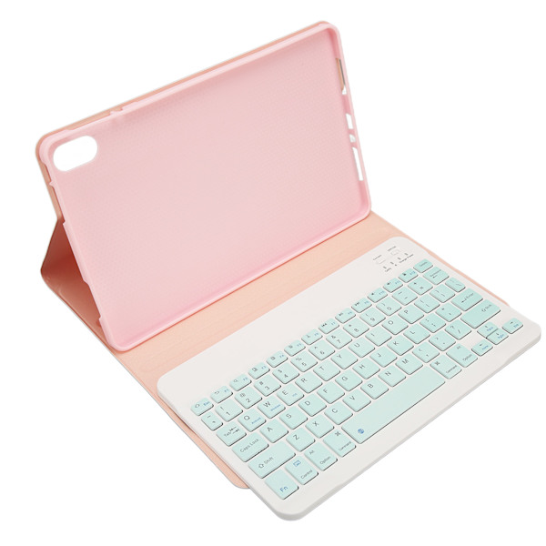 11-tommers Bluetooth-tastatur for nettbrett Trådløst nettbrett-telefon Datatastatur med beskyttende lærveske for OPPO Pad 11 Pink