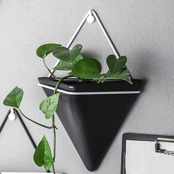 3 x Triangel Väggplanterare Geometrisk Väggmonterad Blomkruka Heminredning