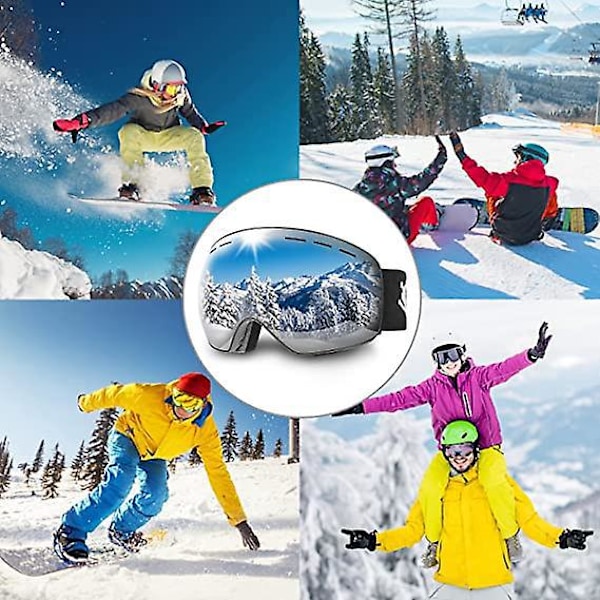 Skibriller, Sfæriske skibriller med anti-UV, antidug, vindtæt, justerbare OTG snowboardbriller, kompatible med hjelm til skiløb og snowboarding