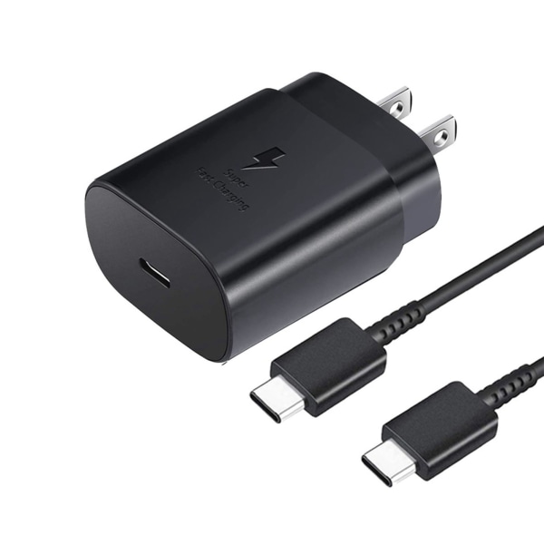 25W lader USB Type C strømadapter Vegglader Blokkladekabel for Samsung S21S20