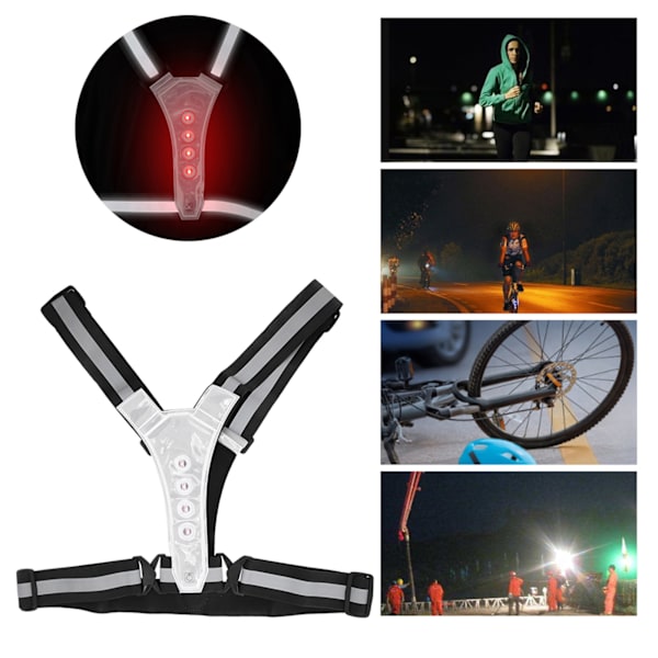 Elastisk LED Justerbar Synlighet Refleksvest Gear Stripes for Outdoor Night Sport Safety svart hvit