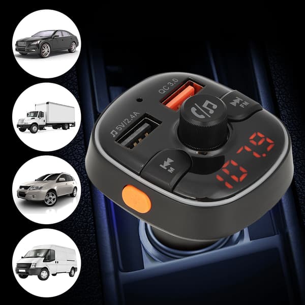 Bil Bluetooth Radio FM Transmitter Adapter Mp3 Afspiller Håndfri understøttelse af QC3.0 Oplader