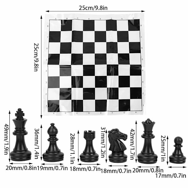 Portable Plastic International Chess Board Set Schackbräde för festaktiviteter (vit)