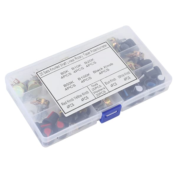 80 stk. Potentiometer B5K B10K B20K B50K B100K Lineær Konisk Sæt med Knap til Lydkontrol