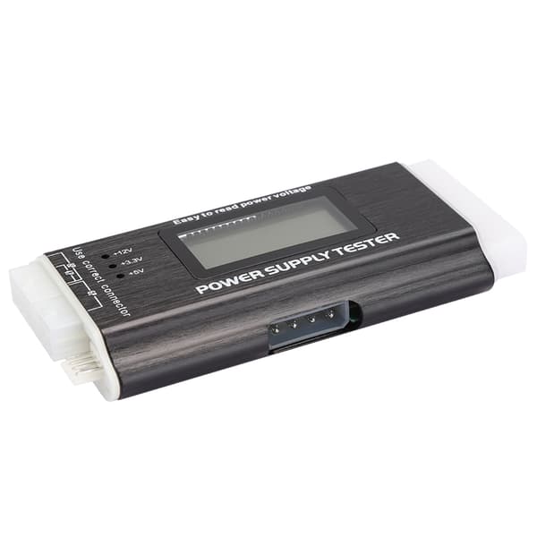 Computer Strømforsyningstester LCD Display Aluminium Legering Support 20/24Pin ATX SATA