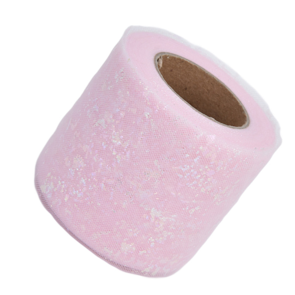 Tylltyg 25 Yards 6cm Polyester Material Lätt Bärbar Tyllrulle för Kläddekoration Ljusrosa