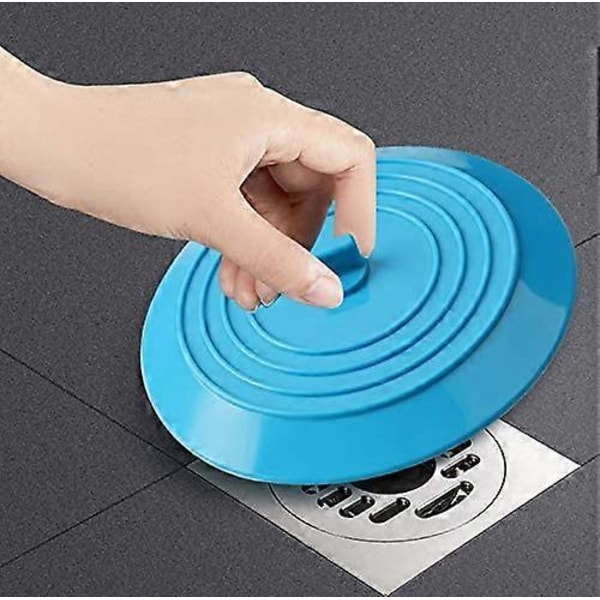Silikon Badkarspropp, Universal Diskbänkspropp, 15 cm Avloppsproppskydd för Kök Badrum Tvättstugor (Blå)