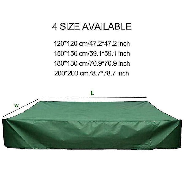 Vattentätt Sandlådeskydd med Dragsko - UV-skydd - Dammtätt - Fyrkantigt Poolskydd för Sandlåda, Leksaker och Möbler Grön 120*120cm