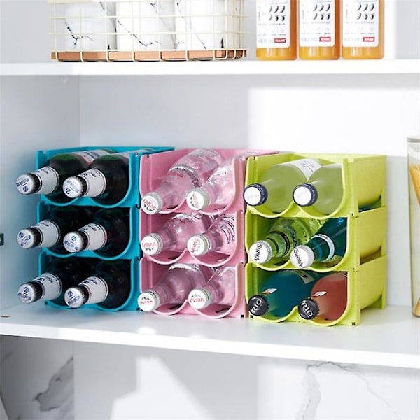 14*16*7.5cm Køleskabsflaske Opbevaring 3 Dele Ølstativ Køleskab Plast Stabelbart Vinstativ Køleskab Stabelbart Vinstativ Stabelbart Flaskestativ (3 Farver)
