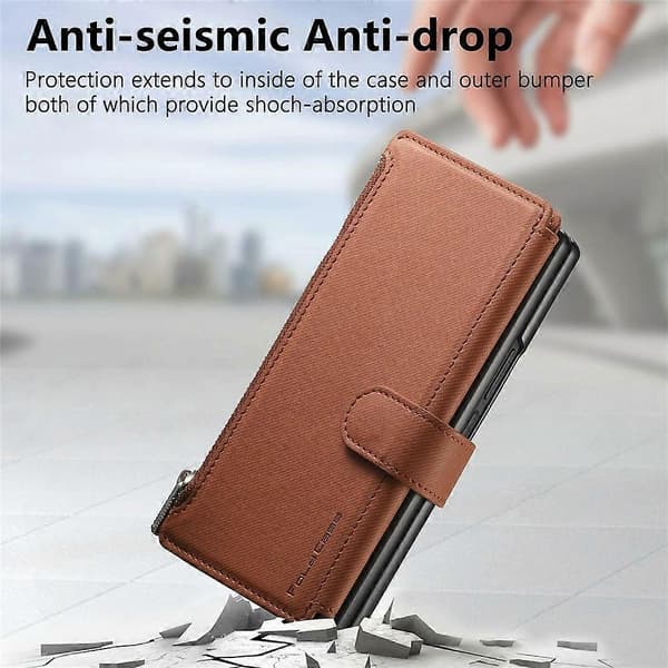 Compatible with Samsung Galaxy Z Fold8 Ultra Magnetic Case Detachable Wallet Stand Fabric Texture Leather + PC + TPU Phone Case Brown