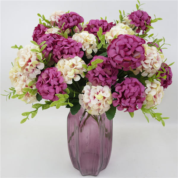 Kunstig hortensia 10 i 1 blå realistisk let vedligeholdelsesklud kunstig blomsterdekoration til bryllup hjemmefest indendørs udendørs