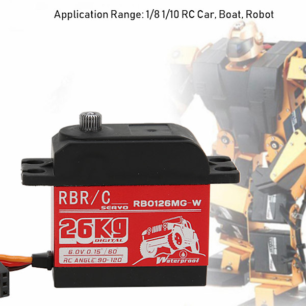 26KG High Torque Metal Gear Digital Servo 1/8 1/10 Robot RC Crawler Car BoatRB0126MG-W