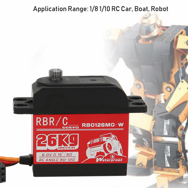 26KG högt vridmoment Metal Gear Digital Servo för 1/8 1/10 Robot RC Crawler Car BoatRB0126MG-W