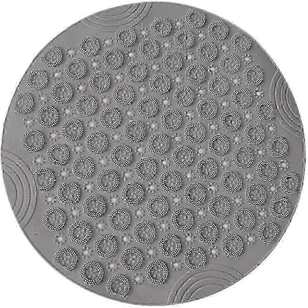Halkfria Runda Duschmattor Mögelresistenta Badrumsmattor med Sugkoppar Texturerat Gummi (Grå)