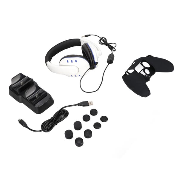 Til PS5 Controller Tilbehør 12 i 1 Gaming Headset Dobbelt Ladestation Beskyttelsesetui Tommelfingergreb til PS5