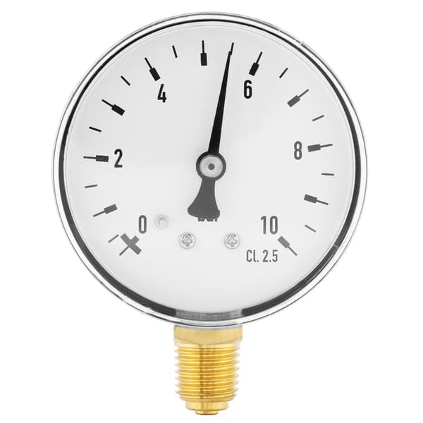 Luft Olie Vand Trykmåler 1/4 Tomme NPT 0-10 Bar Sidemonteret Manometer