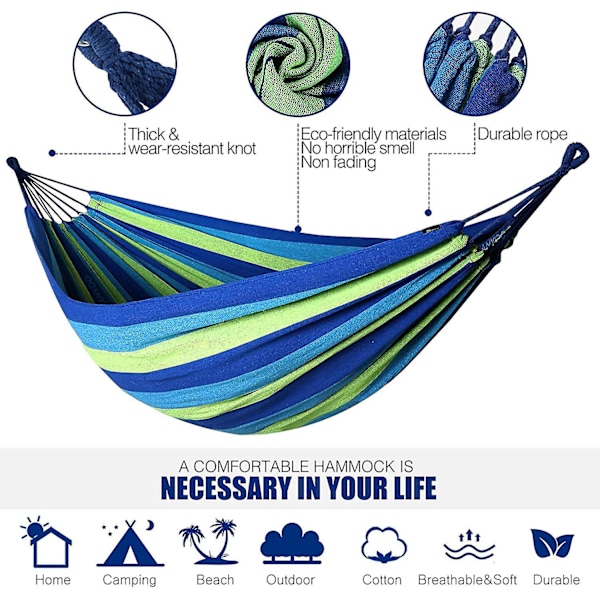 Komfortabel stoffhengeseng for camping eller uteplass - Slitesterk & tåler opptil 204 kg