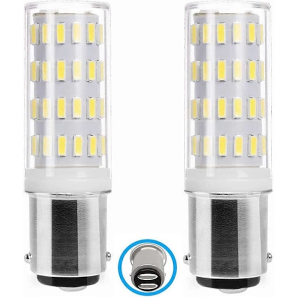 Ba15d 5W LED-lampa AC/DC 12V-24V, Bajonett Dubbelkontakt Lampa, 50W Ekvivalent Kallvit 6000K, för 12V-24V Apparatlampor, 2-pack.