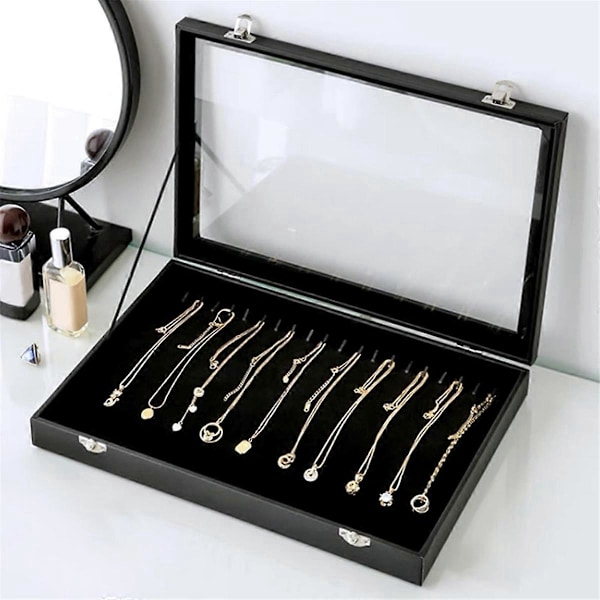 Halsband Organizer Box med 20 Krokar Halsband Displayfodral