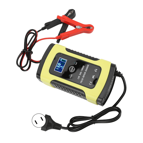 12V 6A automatisk digital LCD-skärmbilsbatteriladdare universell för motorcykelbil 4‑100Ah 100‑240VUS-kontakt