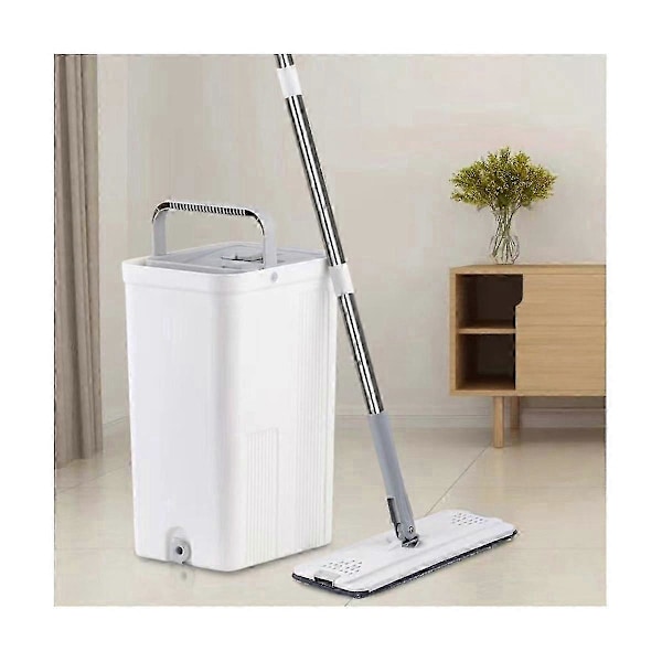 Lazy Floor Mop Plattmopp - Tvättmoppningsartefakt Mikrofiberdukmopp med Hink Hushållsmoppar