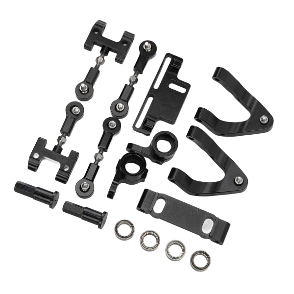 RC Aluminium Øvre nedre opphengsarm Styrekopp sekskantadapter Metalltilbehørsett for WPL D12 RC CarBlack