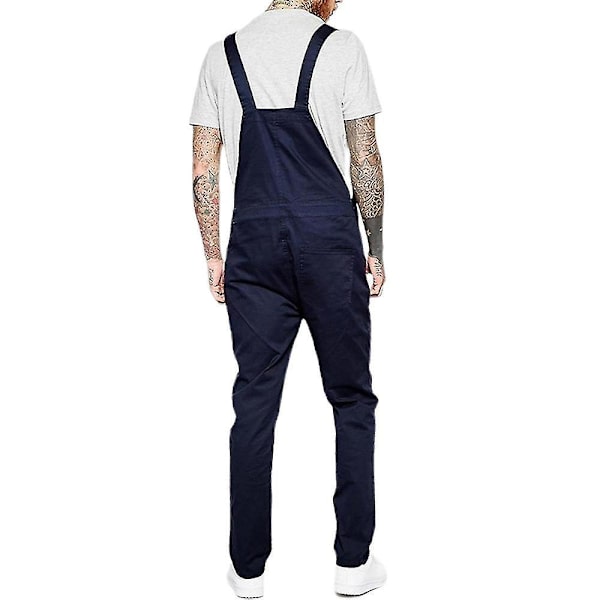 Slim Fit Denim Jumpsuit - Snygga herrkläder Casual Overalls 3XL Blå