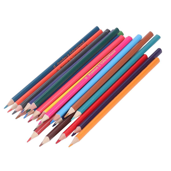 24 stk fargeblyanter trekant pennholder komfortabelt grep glansfull fargelegging dekning poppel skisseblyanter sett