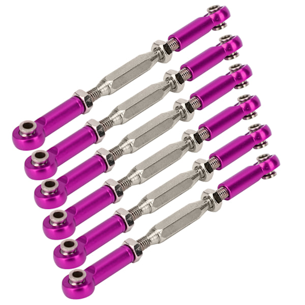 6 st 81mm justerbara aluminium servolänkar dragstångsats för RC-biltillbehör lila