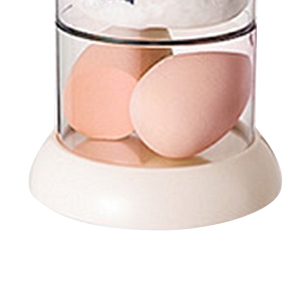 Multi Layer Pudder Puff Organizer Åndbar Støvsikker Øreringe Hvid Roterbar Beholder til Hjem 3 Lag