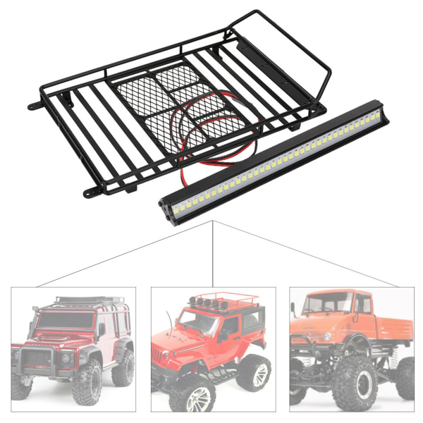 1/10 RC-auton kattoteline, matkatavarateline TRX-4/SCX10:lle (LED-valolla)