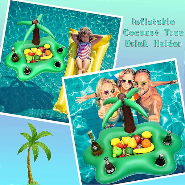 Pool Boye, Flydende Poolbar, Kopholder, Oppustelig Palme Oppustelig Flydende Poolbakke, Velegnet til Swimmingpool, Hav, Ferie, Svømning 95 x 55 x 5