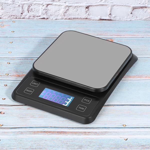 Bærbar Mini Digital Elektronisk Bagevægt i Rustfrit Stål Køkkentilbehør 5kg/1g Sort