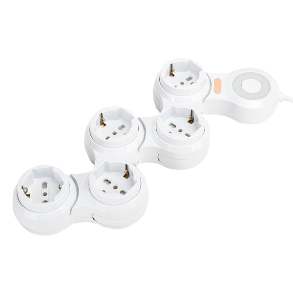 Strømskinne Deformation 5 Konkave Stik 10A med Strømindikatorafbryder (EU-stik 220V-250V)