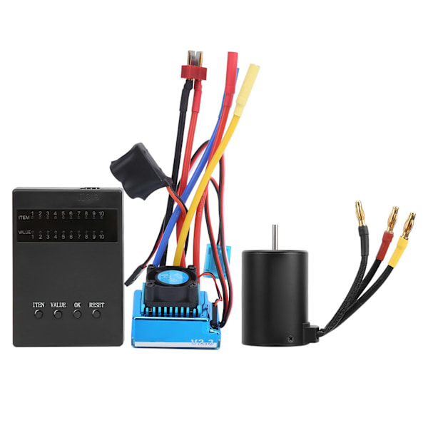 80A borstlös ESC + 3650 2300KV borstlös motor + programmeringskort för 1:10 RC-bilmodell