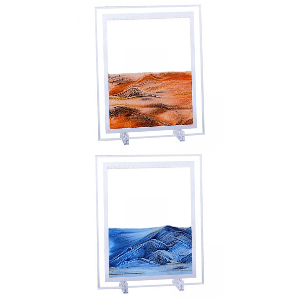 2 x 3D Rörlig Sandkonst Bild Dynamisk Flödande Display Rörelseram Dekor