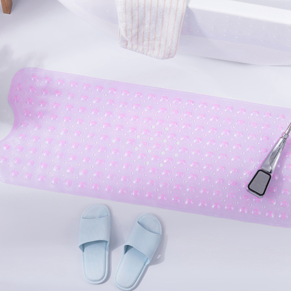 Badeværelse brusebadsmåtte 40x100cm PVC skridsikker lang stribe brusebadsmåtter med sugekopper til hjemmet lilla