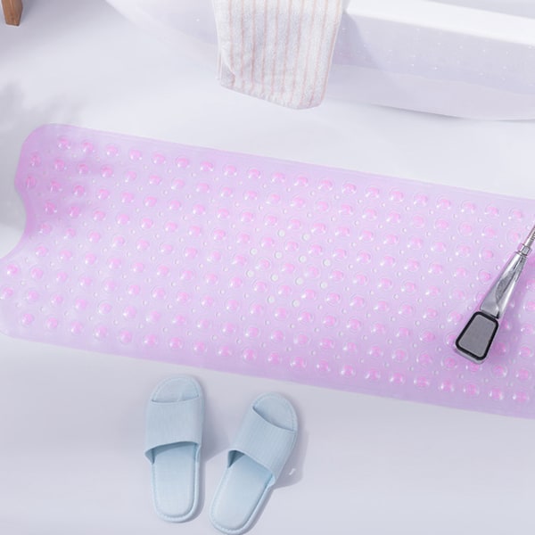 Badrum Duschmatta 40x100cm PVC Halkskydd Lång Remsa Duschmattor med Sugkoppar för Hem Lila