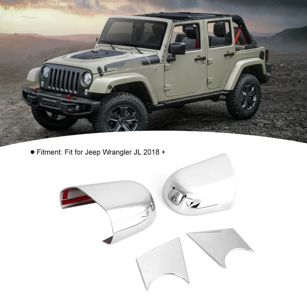 4 stk. sidespeilbase deksel trim dekorasjon passer til Jeep Wrangler JL 2018 +