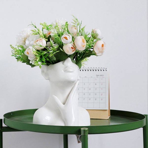 Enkel keramisk blomstervase Ansikt Blomsterarrangement Container Dekorativ stuepynt