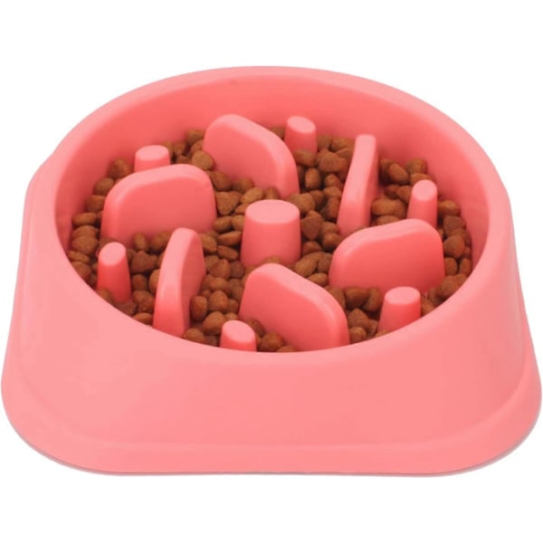 Hund Langsom Foderskål, Skridsikker Puzzle Skål - Anti-Glubende Kæledyr Langsommere Mad Fodringsskåle - Interaktive Oppustningsstop Hundeskåle - Pink