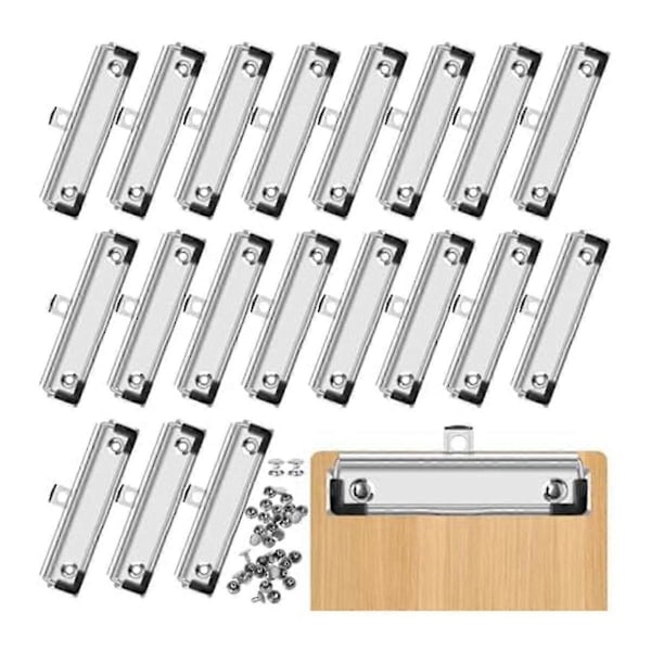 Pakke med 20 Clipboard Clips 12cm Monterbare Metal Papklips Kroge kompatible med Kontor, Håndværksprojekter